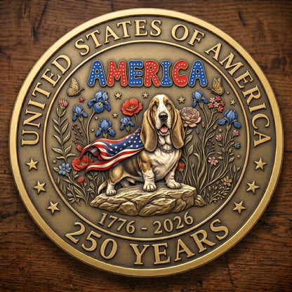 1776-2026 Semiquincentennial Commemorative Coin - Made in USA, Gold Finish UV Printed Challenge Coin, 250th Anniversary Patriotic Keepsake