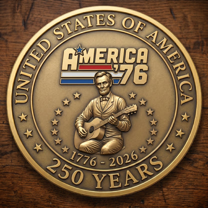 1776-2026 Semiquincentennial Commemorative Coin - Made in USA, Gold Finish UV Printed Challenge Coin, 250th Anniversary Patriotic Keepsake