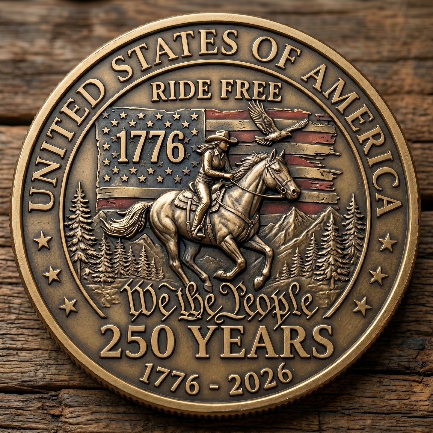 250th Anniversary USA Commemorative Coin - Made in USA, Gold Finish Semiquincentennial Challenge Coin, 1776-2026 Patriotic Gift for Veterans & Collectors