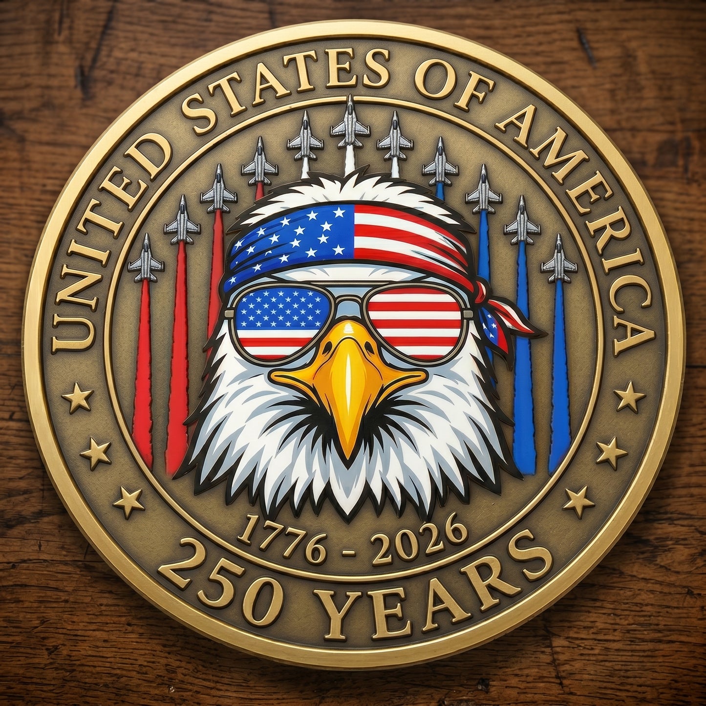 250th Anniversary USA Commemorative Coin - Made in USA, Gold Finish Semiquincentennial Challenge Coin, 1776-2026 Patriotic Gift for Veterans & Collectors