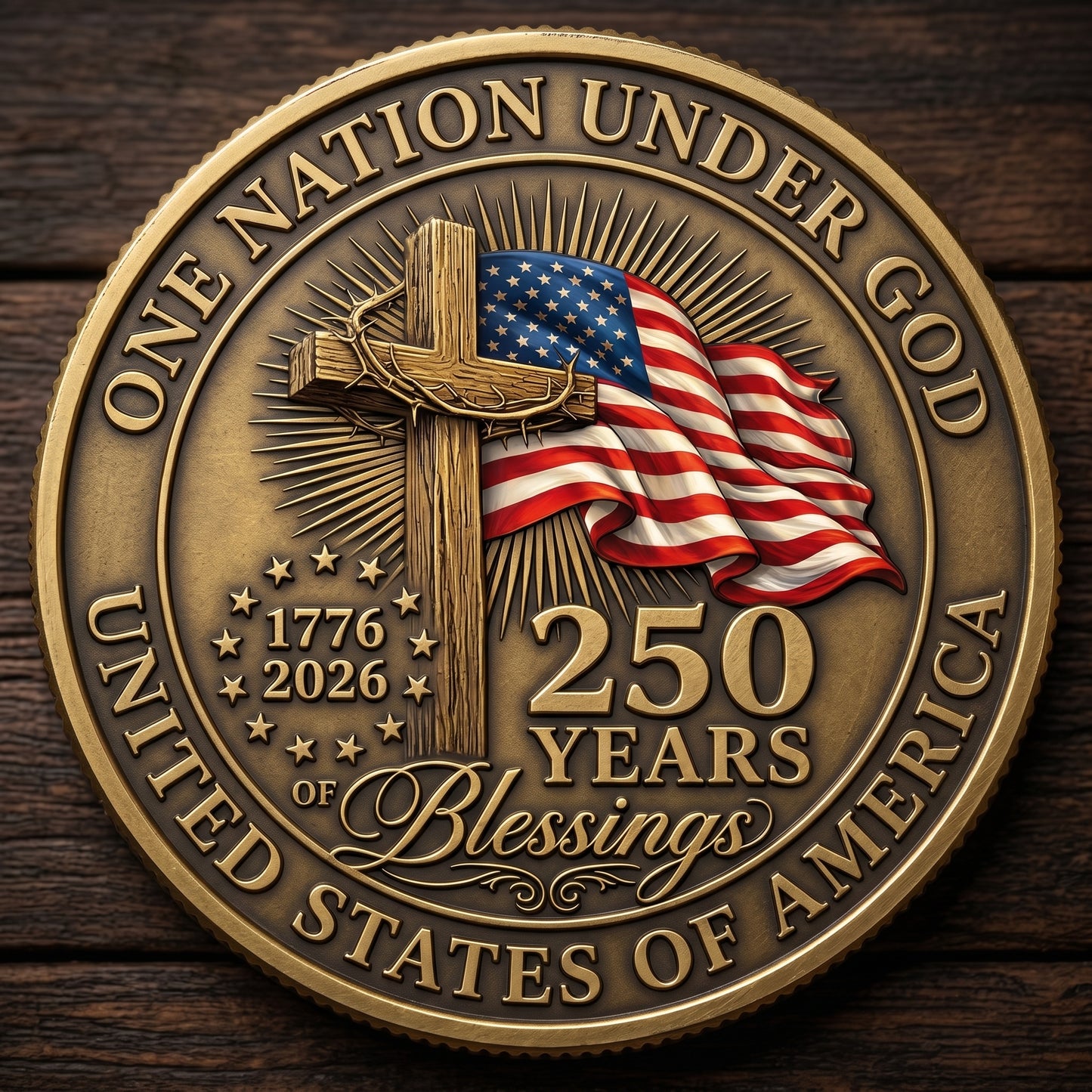 250th Anniversary USA Commemorative Coin - Made in USA, Gold Finish Semiquincentennial Challenge Coin, 1776-2026 Patriotic Gift for Veterans & Collectors