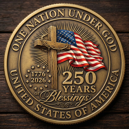 250th Anniversary USA Commemorative Coin - Made in USA, Gold Finish Semiquincentennial Challenge Coin, 1776-2026 Patriotic Gift for Veterans & Collectors