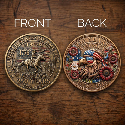 250th Anniversary USA Commemorative Coin - Made in USA, Gold Finish Semiquincentennial Challenge Coin, 1776-2026 Patriotic Gift for Veterans & Collectors