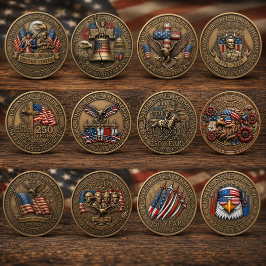 250th Anniversary USA Commemorative Coin - Made in USA, Gold Finish Semiquincentennial Challenge Coin, 1776-2026 Patriotic Gift for Veterans & Collectors